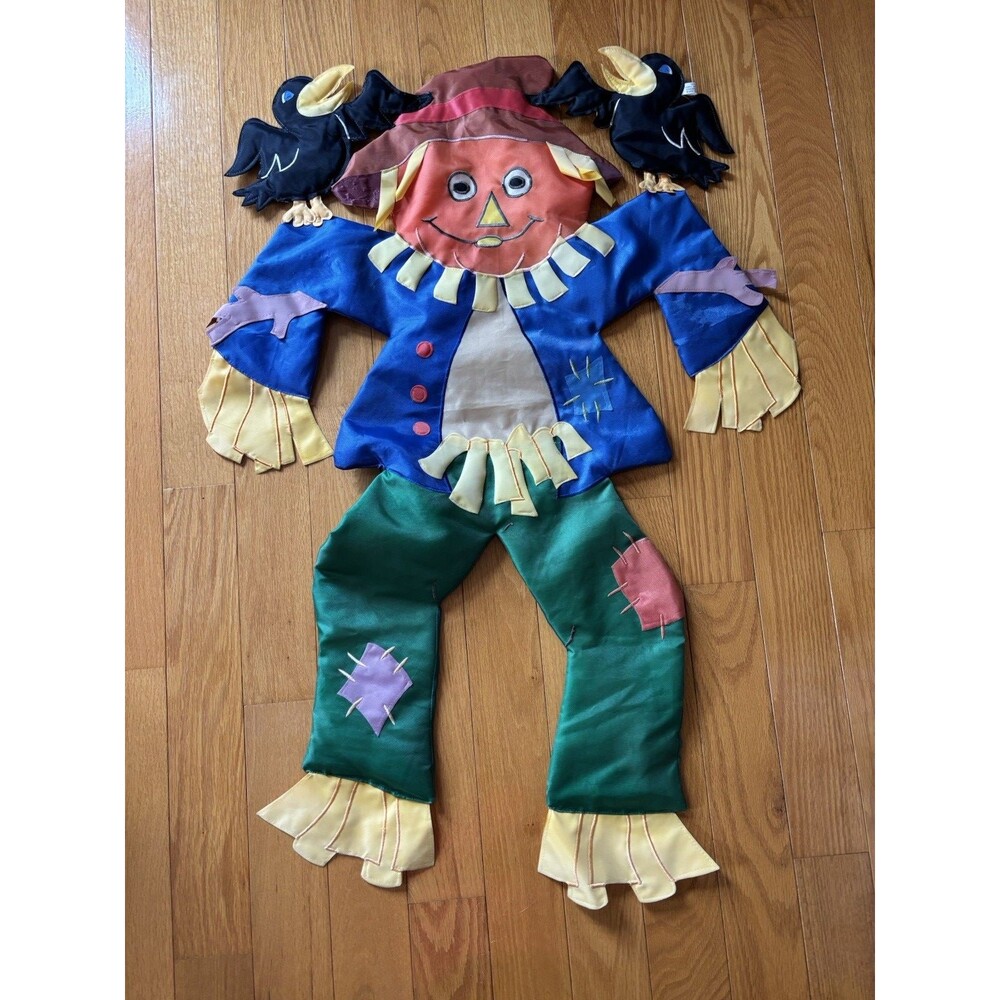 Scarecrow Crow Fall Autumn Decor Banner Door Wall Nylon 38x27 Thanksgiving Vtg
